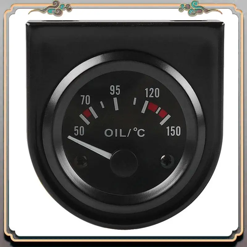 Reliable-2 Inch 52Mm 12V White LED Pointer Car Oil Temp Temperature Gauge With Sensor Black