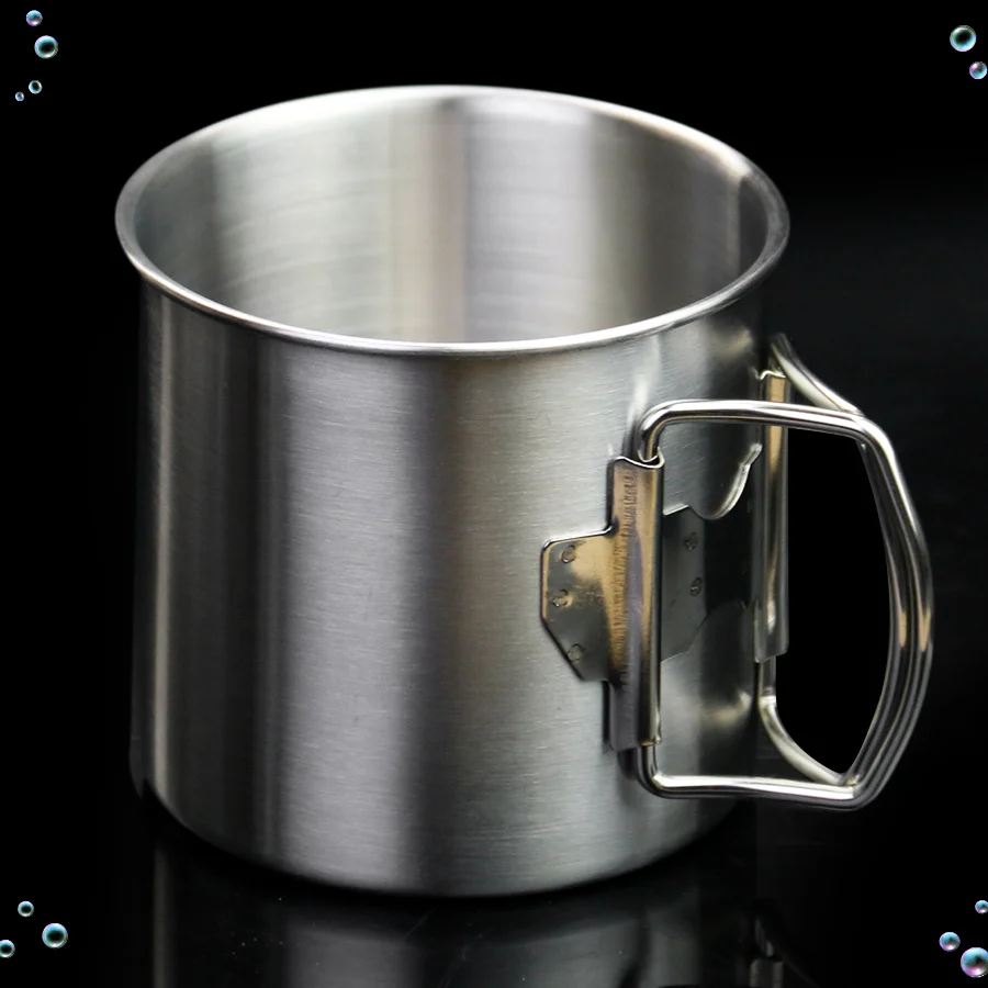 1PC Travel Cup 304 Stainless Steel Camping Mountaineering Outdoor Buckle Cup Portable Foldable Fixed Beer Beverage Mug 250/320ML