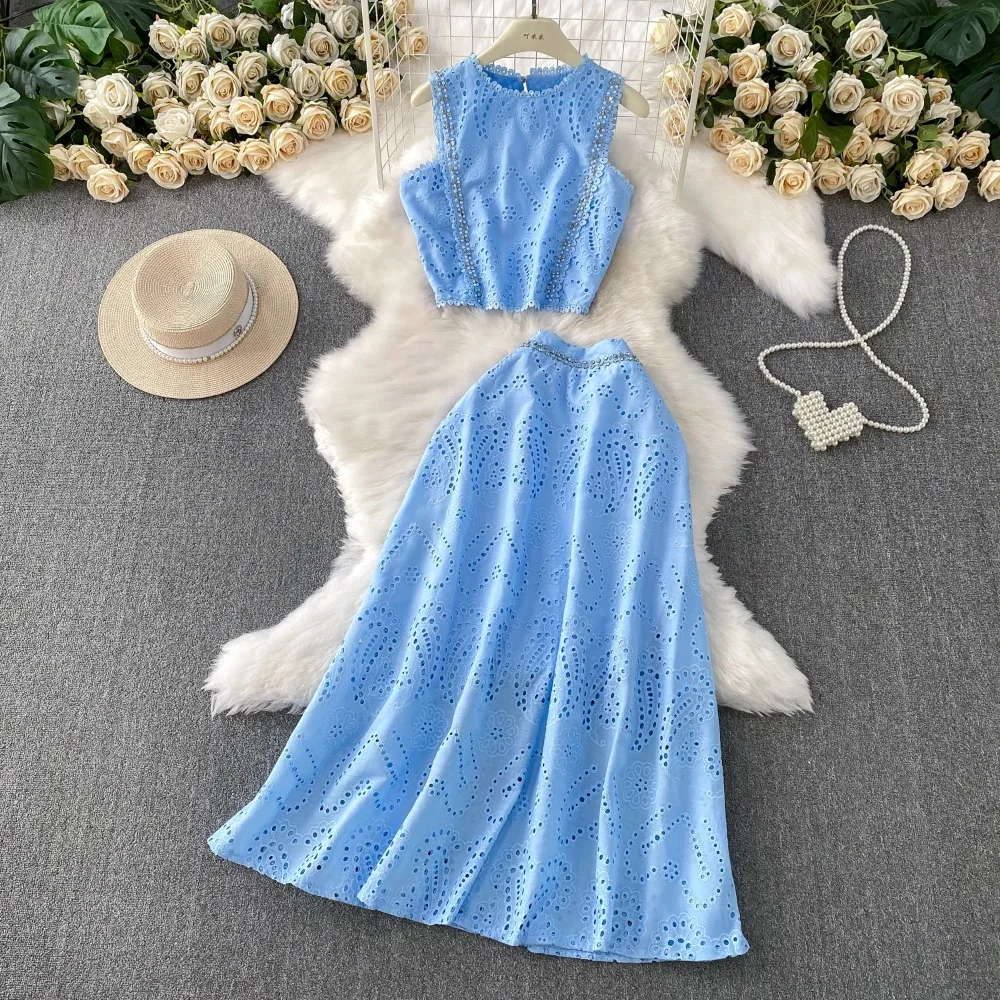 

Elegant Vintage O-Neck rhinestone Slim A-line French Evening Women Beach High Street Clothing dresses