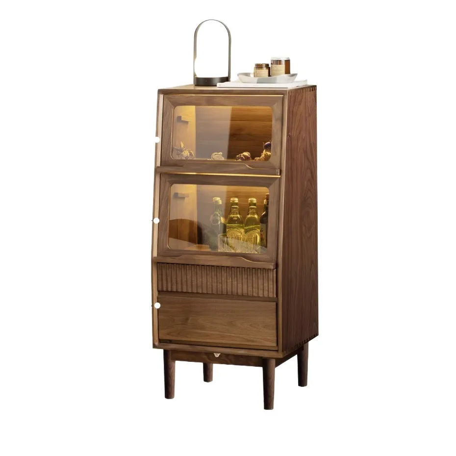 

Североамериканский черный орех, боковой шкаф для телевизора, гостиная, мебель из цельного дерева, диван, подставка, шкаф, откидная стеклянная дверь, сундук