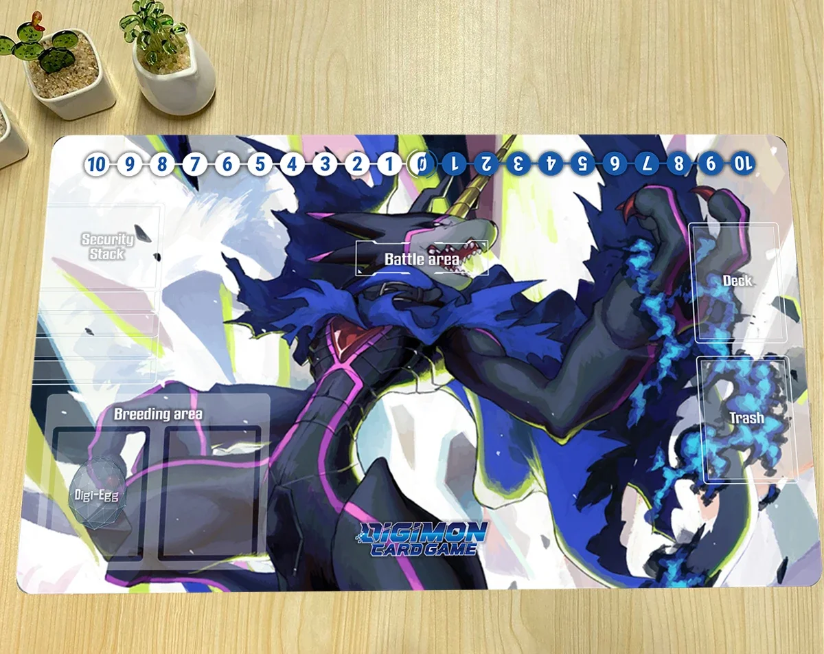 Digimon Playmat Gulus Gammamon Board Game TCG CCG Trading Card Game Mat Anime Mouse Pad Custom Desk Mat Gaming Accessories & Bag