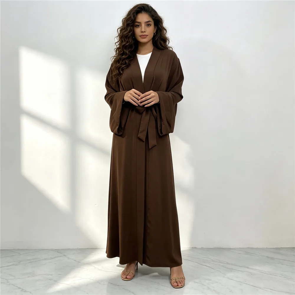 Dubai Women Open Abaya Cardigan Modest Maxi Dress Islamic Kimono Casual Muslim Soild Color Long Robes Arab Dresses Ramadan