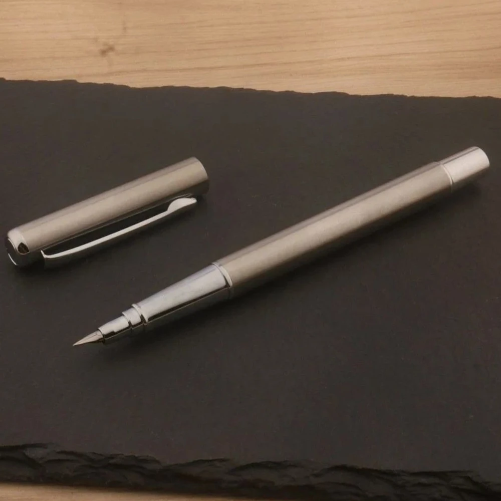 Long Knife Research Pen 1.0mm Stainless Steel Brown Polishing Pen Tip Calligraphy Practice Pen School Supplies Gift Stationery