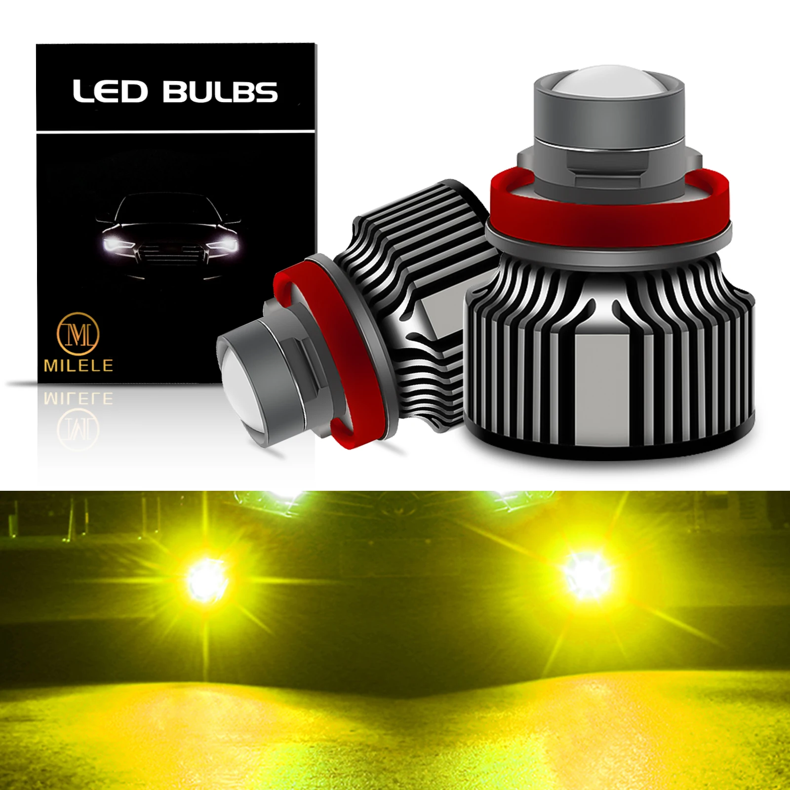 2X H8 H11 9005 HB3 9006H7 HB4 9012 HIR2 3570 Chip Canbus Led Bulb Car Led Fog Driving Lights DRL Lamp White 6000K 3000K Gold