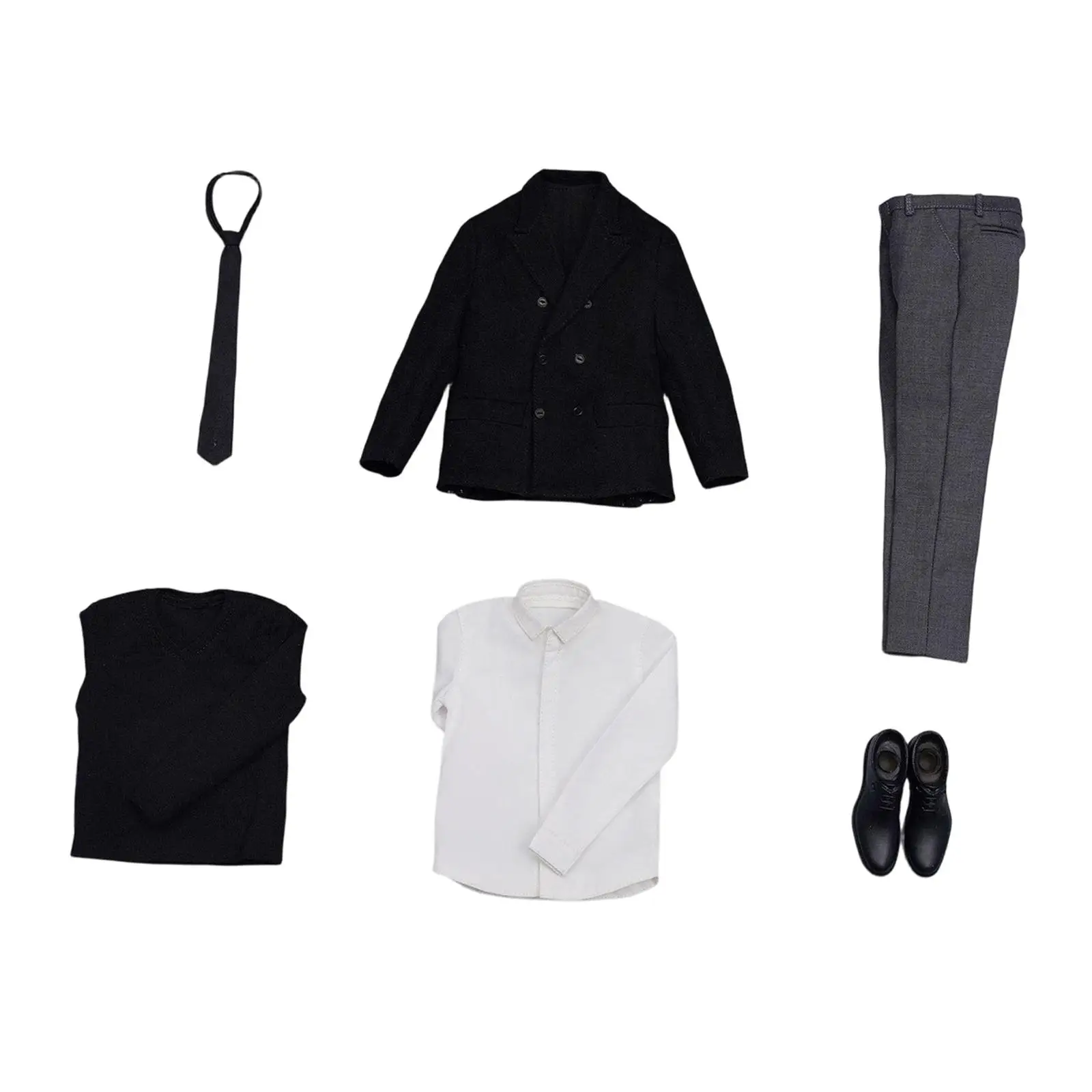 

Одежда для мужских кукол 1/6: костюм с галстуком, брюками, мужской курткой, рубашкой с длинным рукавом, обувью, модный комплект для 12-дюймовых фигурок.