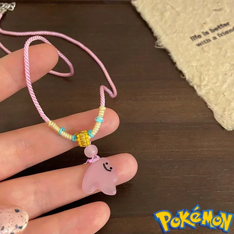 Cute Fashion Ditto Pokemon Pendant Necklace Cosplay Decorate Jewelry for Friends Birthday Gifts Anime Clavicle Chain Necklaces