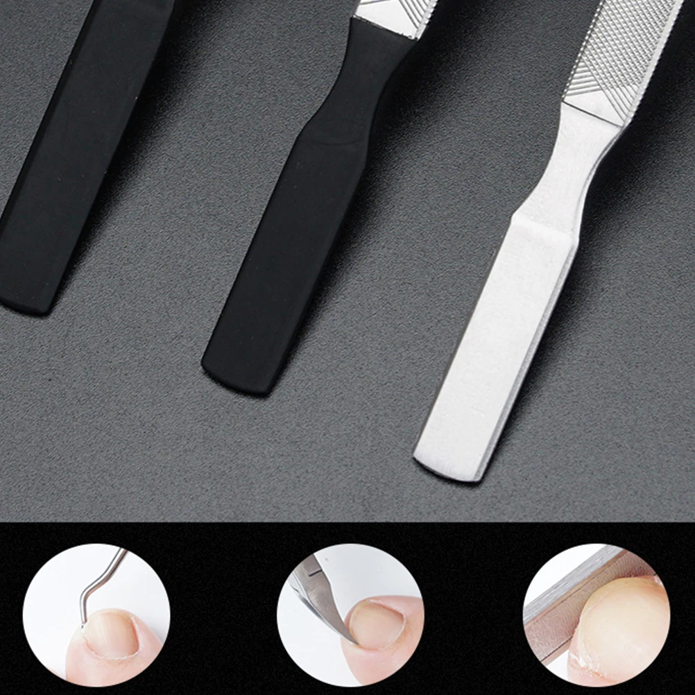 

3 Pcs Nail Files Manicure Tools Stainless Steel Professional Grade Design Portable Nail Art Tool Ideal Home Salon Use