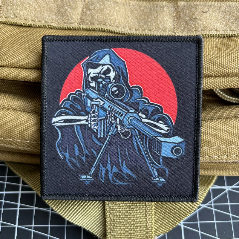 Death Sniper Reaper Tactical Patch Skull Barrett Soldier Morale Badge Printing Patches Hook and Loop Military Backpack Sticker