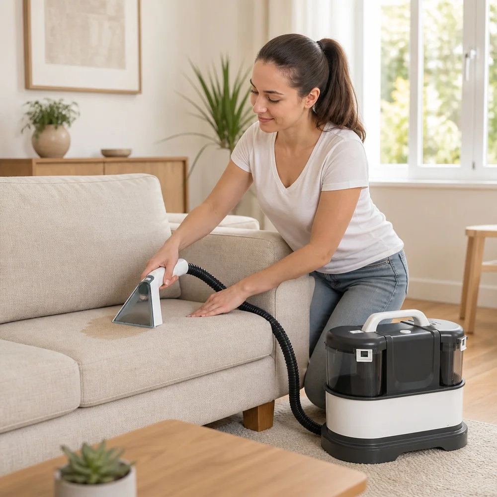 High Temp Steam Cleaner for Car Carpet Upholstery-2.5 Bar Steam Pressure 1.6L/1L Dual Tanks Auto-Stop Portable Design