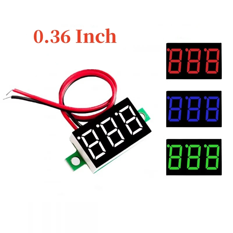 2-200Pcs 2-wire Voltmeter 0.36 Inch DC4.5V30V DC Voltmeter Head Motorcycle Voltmeter Cigital Display Meter