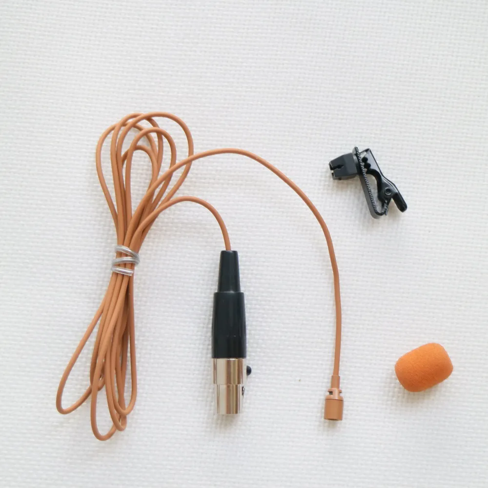 다크 브라운 탄 라발리에 클립 온 타이 마이크, 슈어 미니 4 핀 XLR TA4F 노래 노래방 무대 ULX SLX GLX AD4Q AD4D