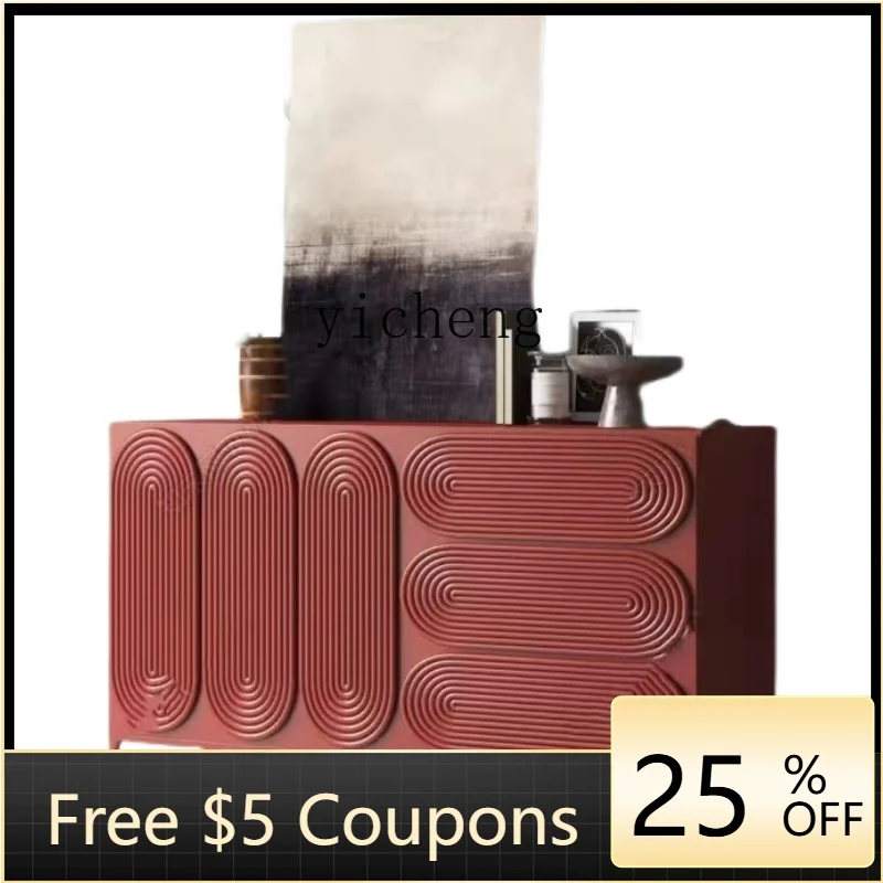 

ZZTQH Simple Modern Light Luxury Creative Side Cabinet Minimalist Entry Entrance Cabinet Red Paint Tea Cabinet