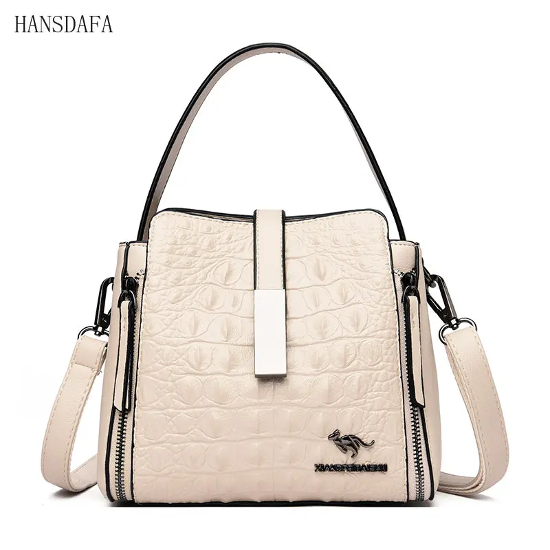 

2023 Women Handbag High Quality Crocodile Pattern Leather Bucket Bag Designers Female Shoulder Bag Luxury Brand Crossbody Bag