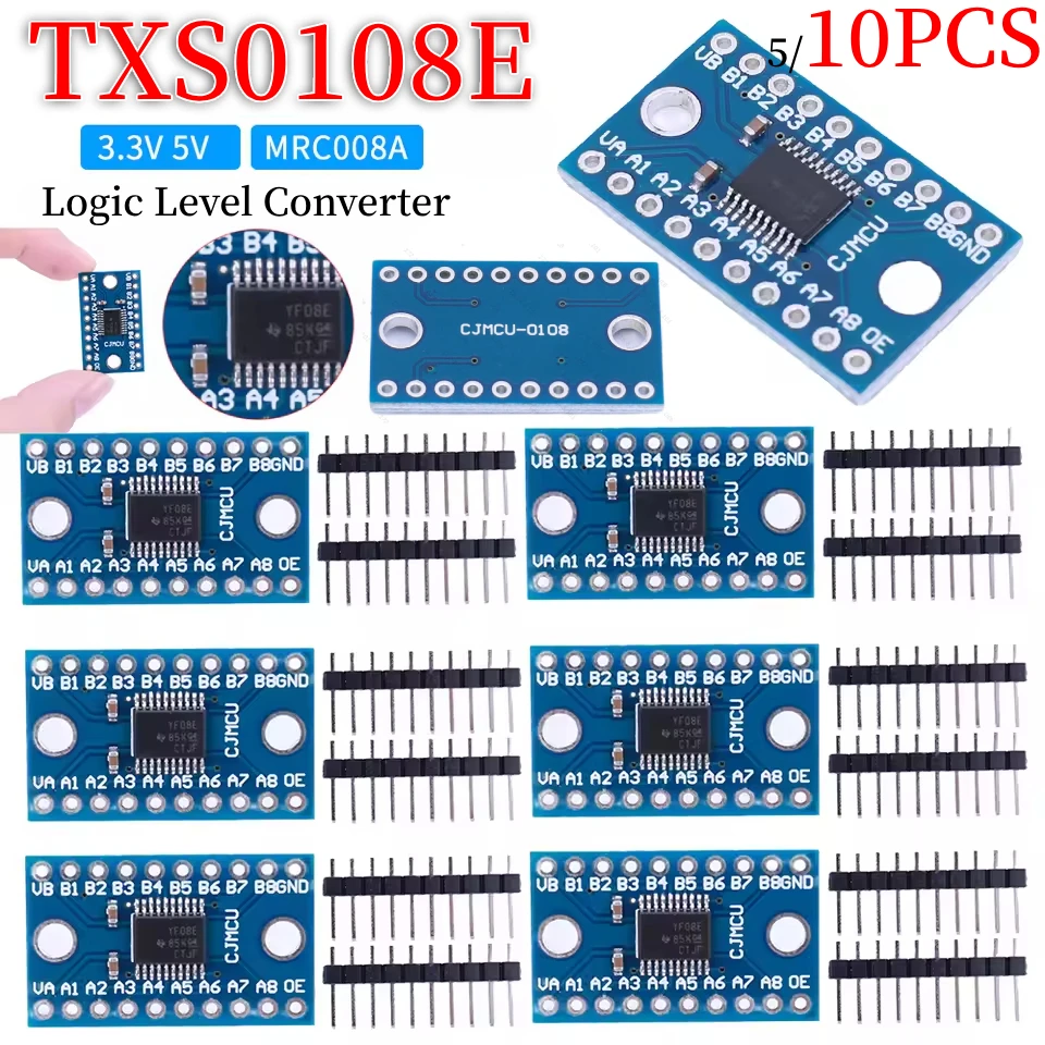 TXS0108E Logic Level Conversion Module 3.3V 5V 8 Channel Logic Level Shifter Bi-Directional Module High Speed for Raspberry Pi