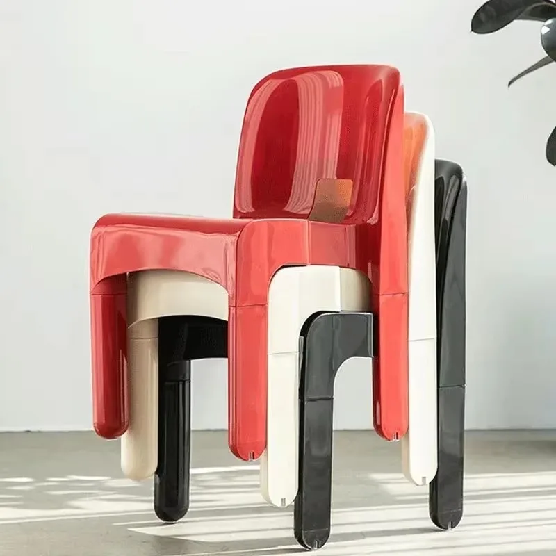 Medieval Stackable Plastic Dining Chair, Designer Backrest Chair for Coffee Shop & Living Room