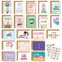 20pcs Happy Birthday Greeting Cards with Envelopes Birthday Party Invitation Cards For Kids Adults Handwritten Folded Cards