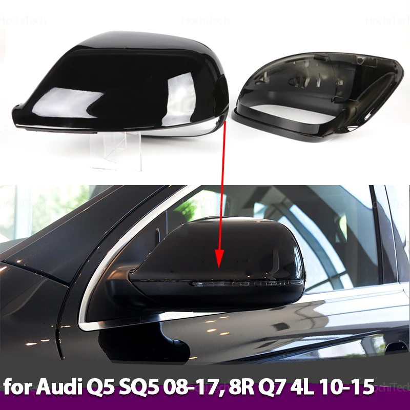 1 pair Rear View Side Case Trim Car Rearview Mirror Caps for Audi Q5 SQ5 08-17, 8R Q7 4L 10-15  without Lane Assist