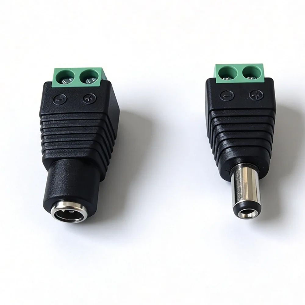 DC Terminal Connector DC Power Adapter 5.5mm x 2.1mm Plug Male to Female Jack Connector Plug For LED Strip CCTV Camera