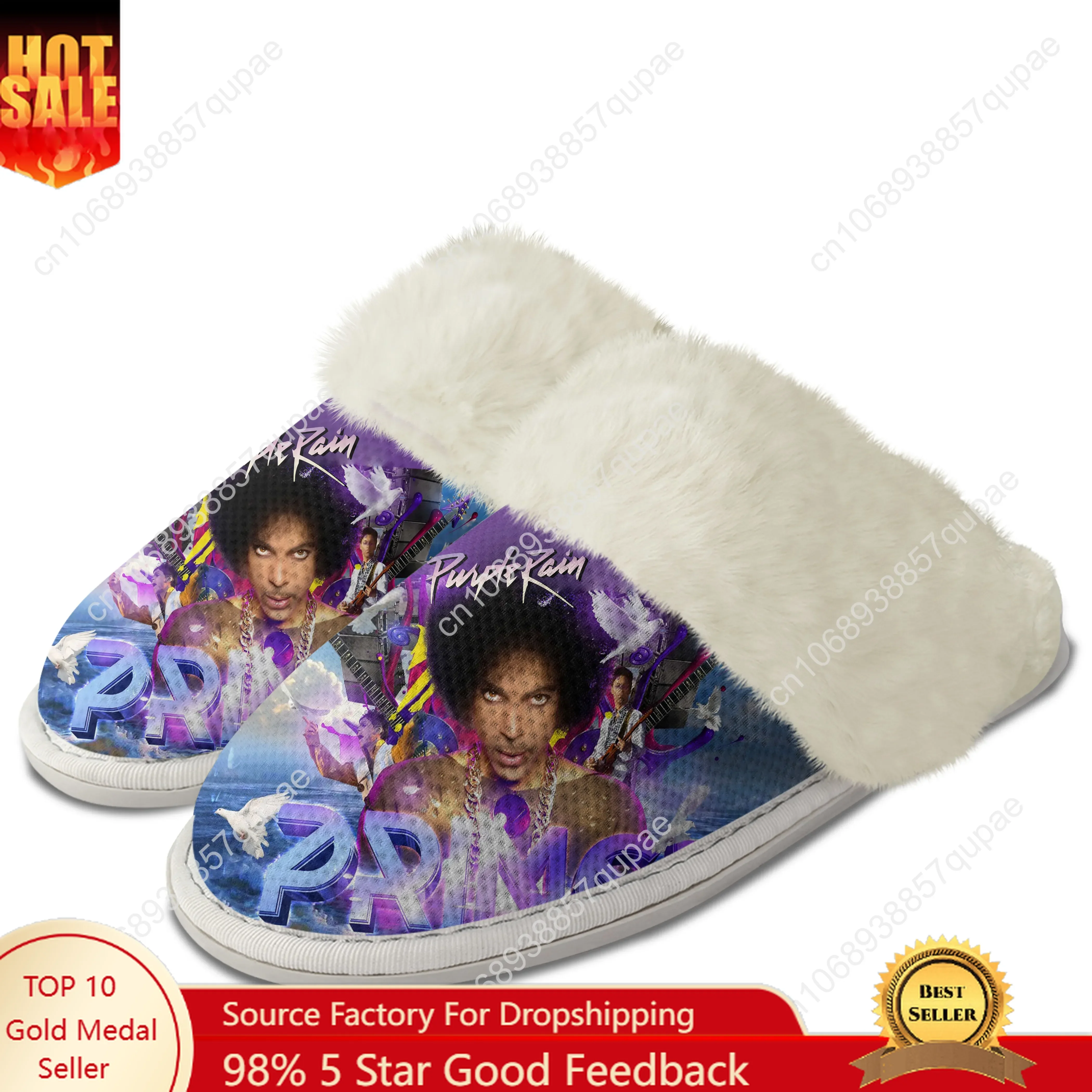 

Prince Rogers Nelson Singer Plush Slippers Keep Warm Shoes Men Womens Home Cotton Bedroom Customized Thermal Lightweight Slipper