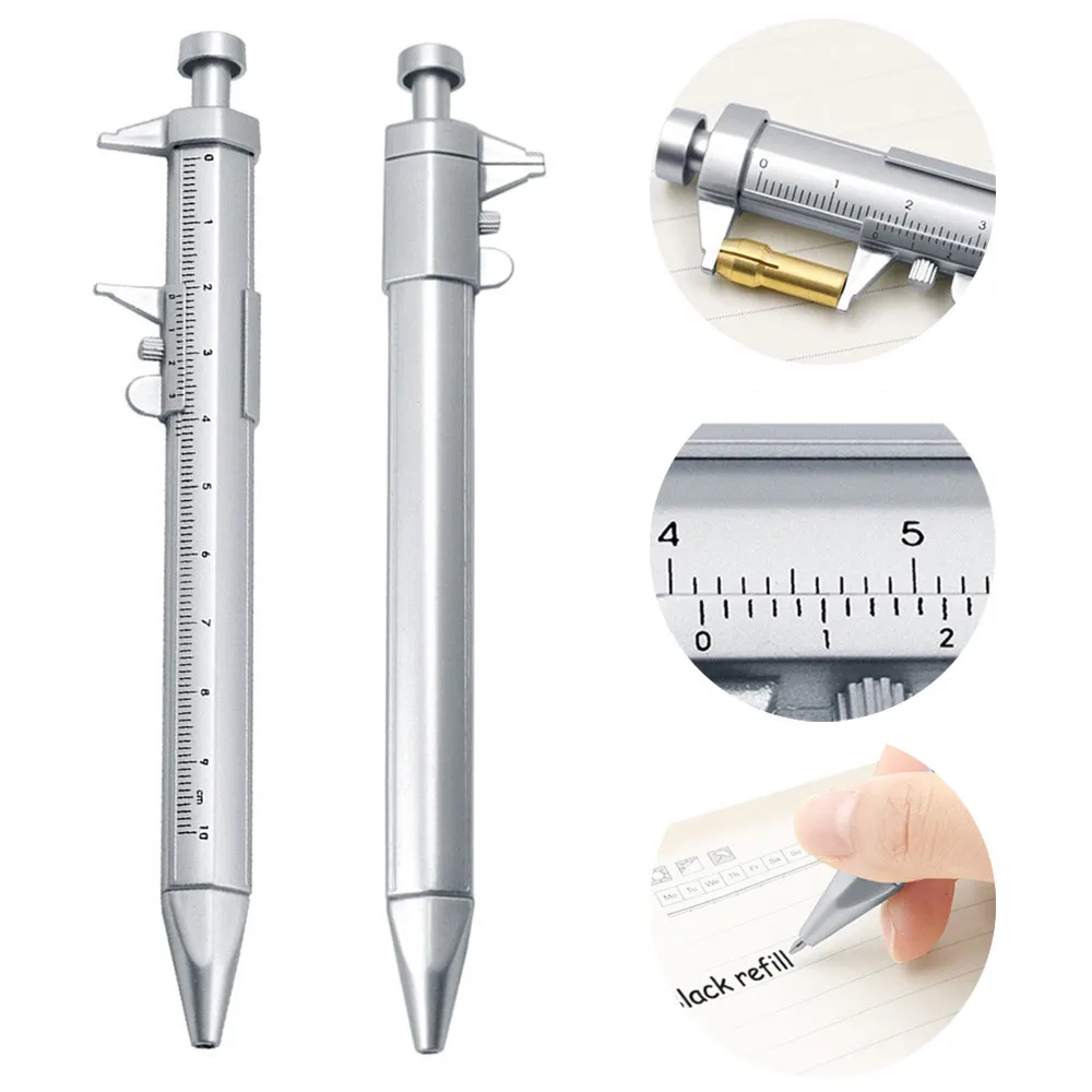 2/1pcs Multifunction Caliper Pen Vernier Caliper Type Tool Pen Measuring Range 0-100MM Ballpoint Pen Ink Pen Gauging Tools Pen