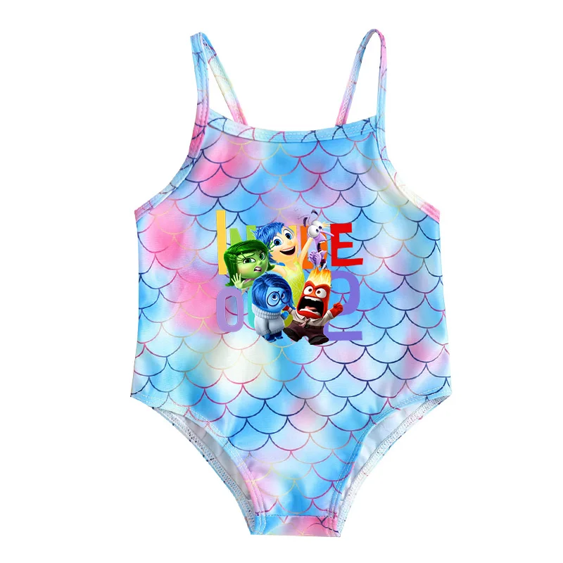 Inside Out 2 Girl Swimwear Joy Sadness Anxiety Baby One Piece Swimsuit Disney Summer Seaside Pools Swimming Clothes for Kids