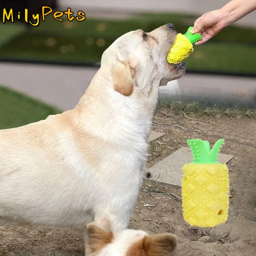 Food-leaking Dog Toy Pineapple Dog Chew Toy Soft TPR Puppy Puzzle Toy Bite Resistant Yellow Dog Leakage Food Toys Self Happy