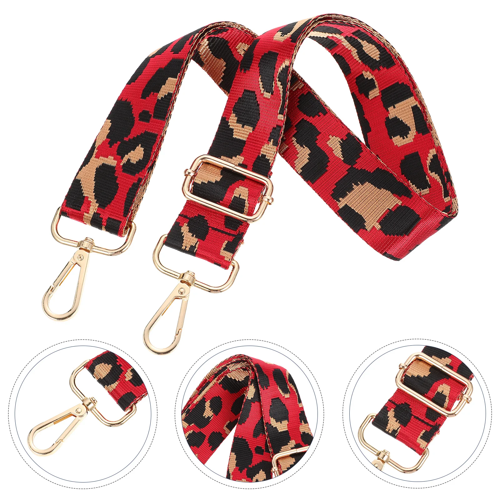 حزام كتف عريض قابل للتعديل للحقائب قابل للاستبدال من النايلون حبال كروس يمكنك صنعها بنفسك حزام حقيبة بطبعة الفهد ملحق 1.5 بوصة