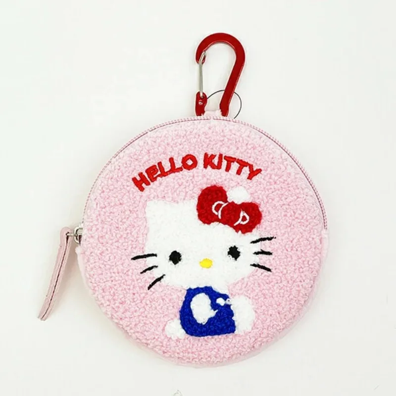 Monedero de dibujos animados de Hello Kitty, joyería portátil, Cable de datos, artículos pequeños, bolsa de almacenamiento de lápiz labial, accesorios colgantes rosas para niña