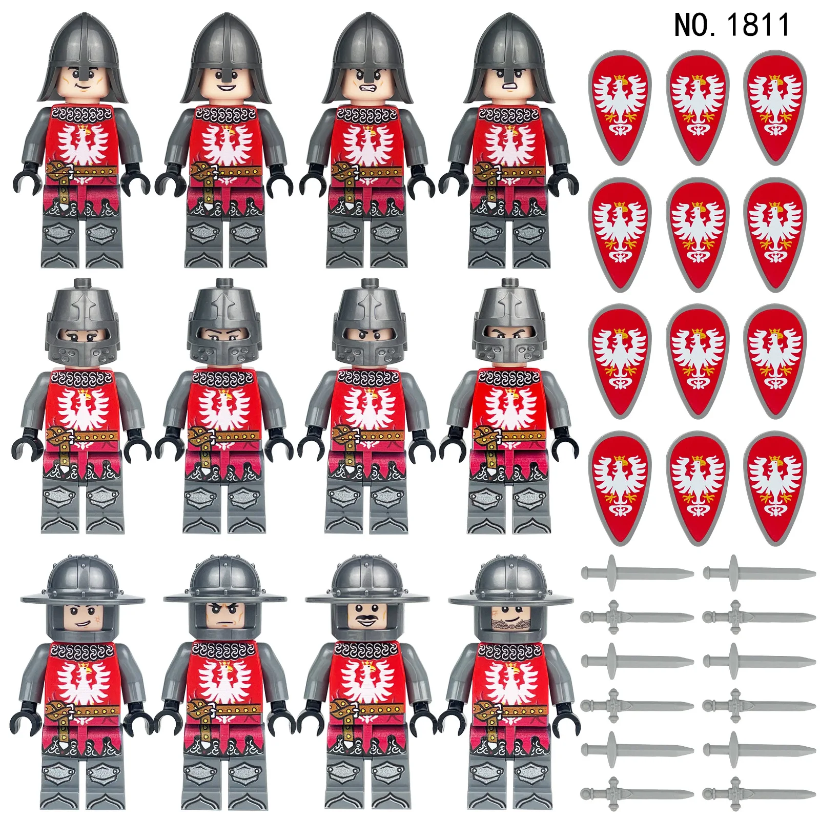 280 verschiedene mittelalterliche Ritter, römische Legion, Mini-Figuren-Bausteine, Lernspielzeug für Kinder, kleine Geschenke – Detail 29