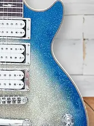 Rare Ace Frehley 6-string Fixed Bridge High Quality Blue Burst Sparkle Silver Electric Guitars