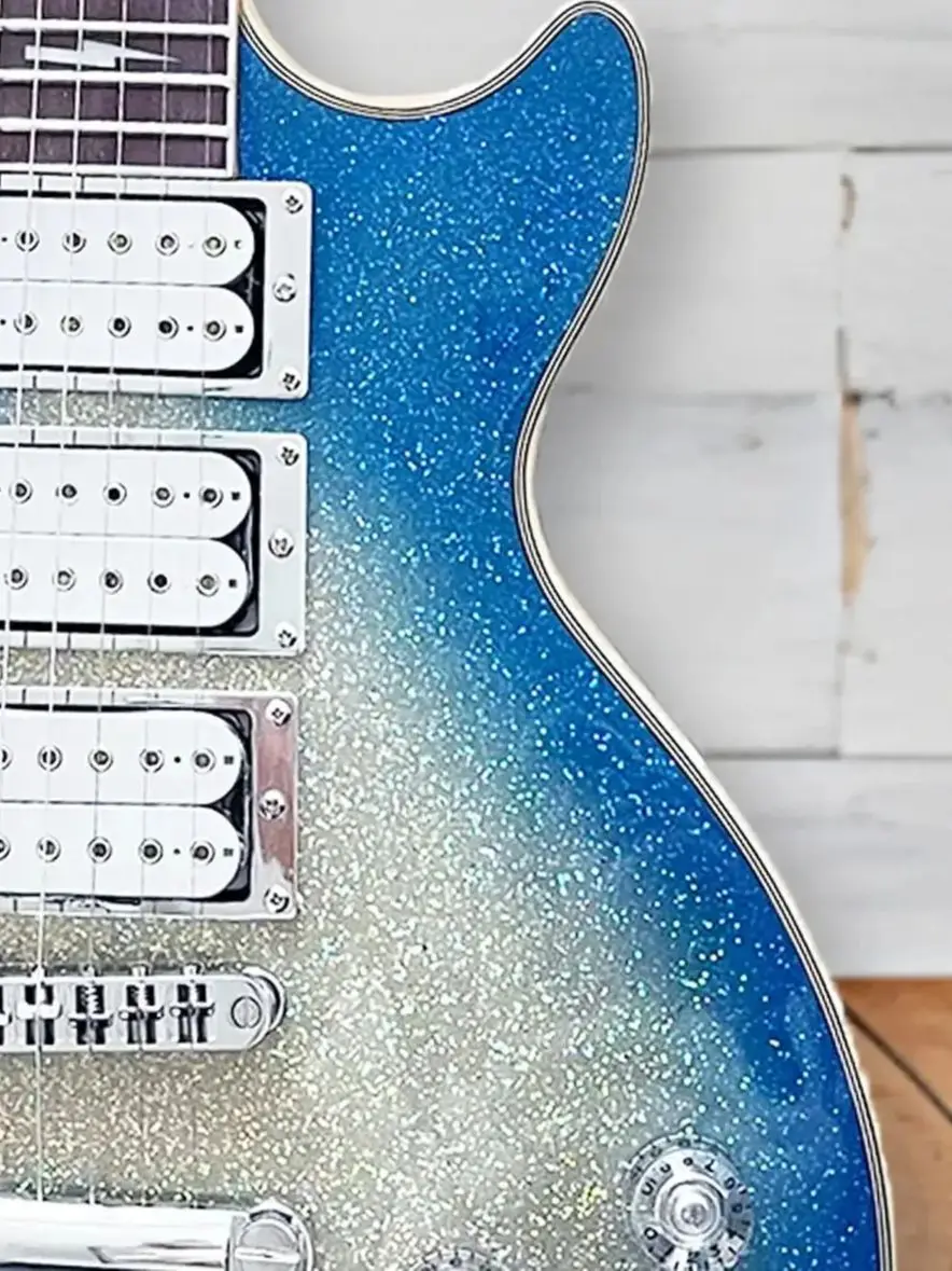 Rare Ace Frehley 6-string Fixed Bridge High Quality Blue Burst Sparkle Silver Electric Guitars