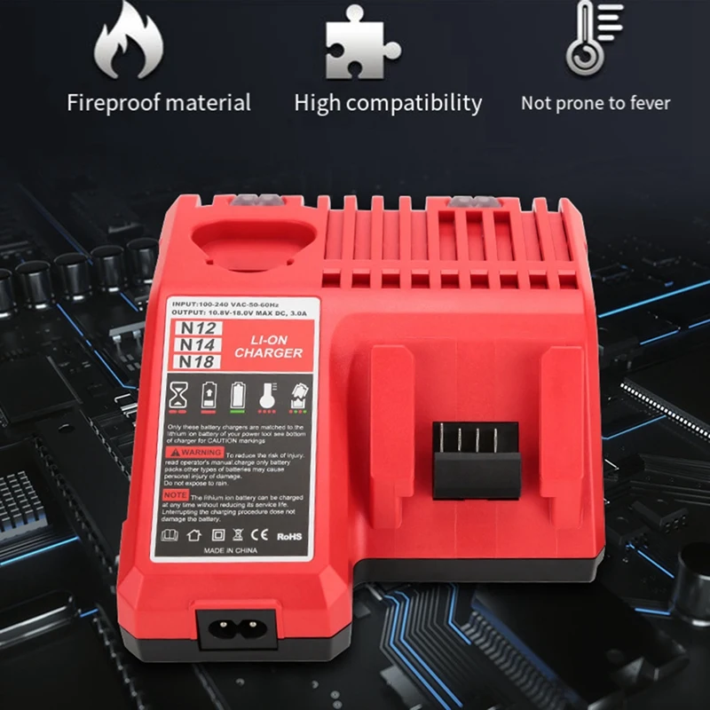 Multipurpose Li- Battery Charger For Milwaukee M12-M18