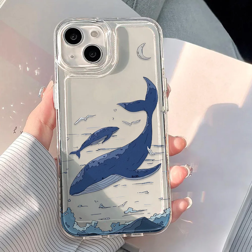 Silikon-Handyhülle für Samsung S25 Ultra Galaxy S26 Plus S24 FE S23 S22 Edge S25Ultra S24FE Schützende Fisch-Motiv-Bemalte Funda-Abdeckung
