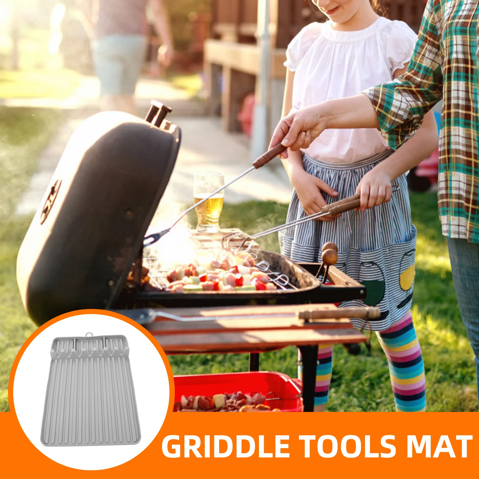 

Silicone Grill Side Shelf Mat Multipurpose Bbq Grill Tools Rest Heat Resistant Kitchen Countertop Organizer Mat