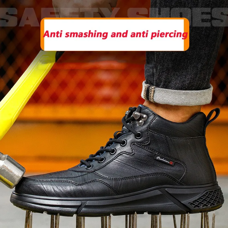 

Zapatos De Trabajo Seguridad Hombre New Black Safety Shoes Mens Anti Smashing Anti Piercing With Steel Toe Caps Protective Shoes