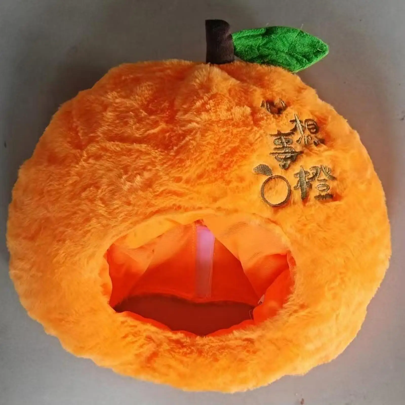 Orange Plush Hat Headwear Warm Photography Props Fruit Headgear Hat Dress up Hat for Winter Halloween Birthday Holiday Carnival view 4
