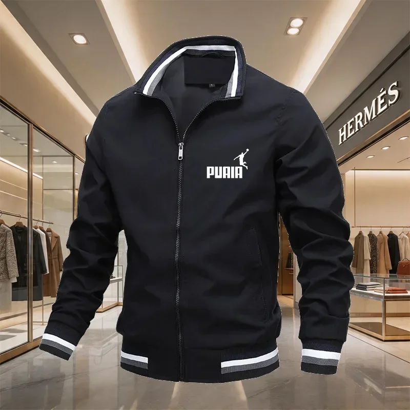 Men's Spring Autumn Lightweight Baseball Jacket Casual Slim Fit Windbreaker Outdoor Cycling Travel Breathable Zip Up Sports Coat
