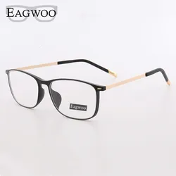 EAGWOO Titanium Eyeglasses Women Boy Full Rim Optical Frame Prescription Spectacle Rectangular Rubber Glasses  8529