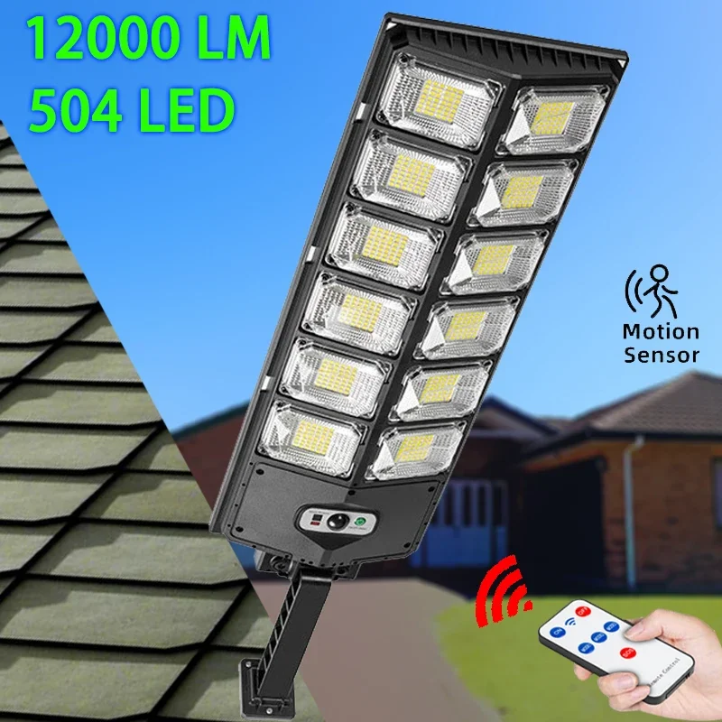 

504 LED Powerful Solar Lights Outdoor Motion Sensor External Waterproof Street Light 12000 Lumen Lighting Garden House Wall Lamp