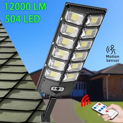 504 led poderosas luzes solares ao ar livre sensor de movimento externo à prova dwaterproof água luz rua 12000 lúmen iluminação jardim casa lâmpada parede