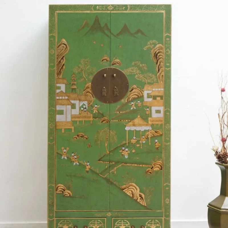 Painted solid wood Chinese overall wardrobe household bedroom storage cabinet Ming and Qing classical retro