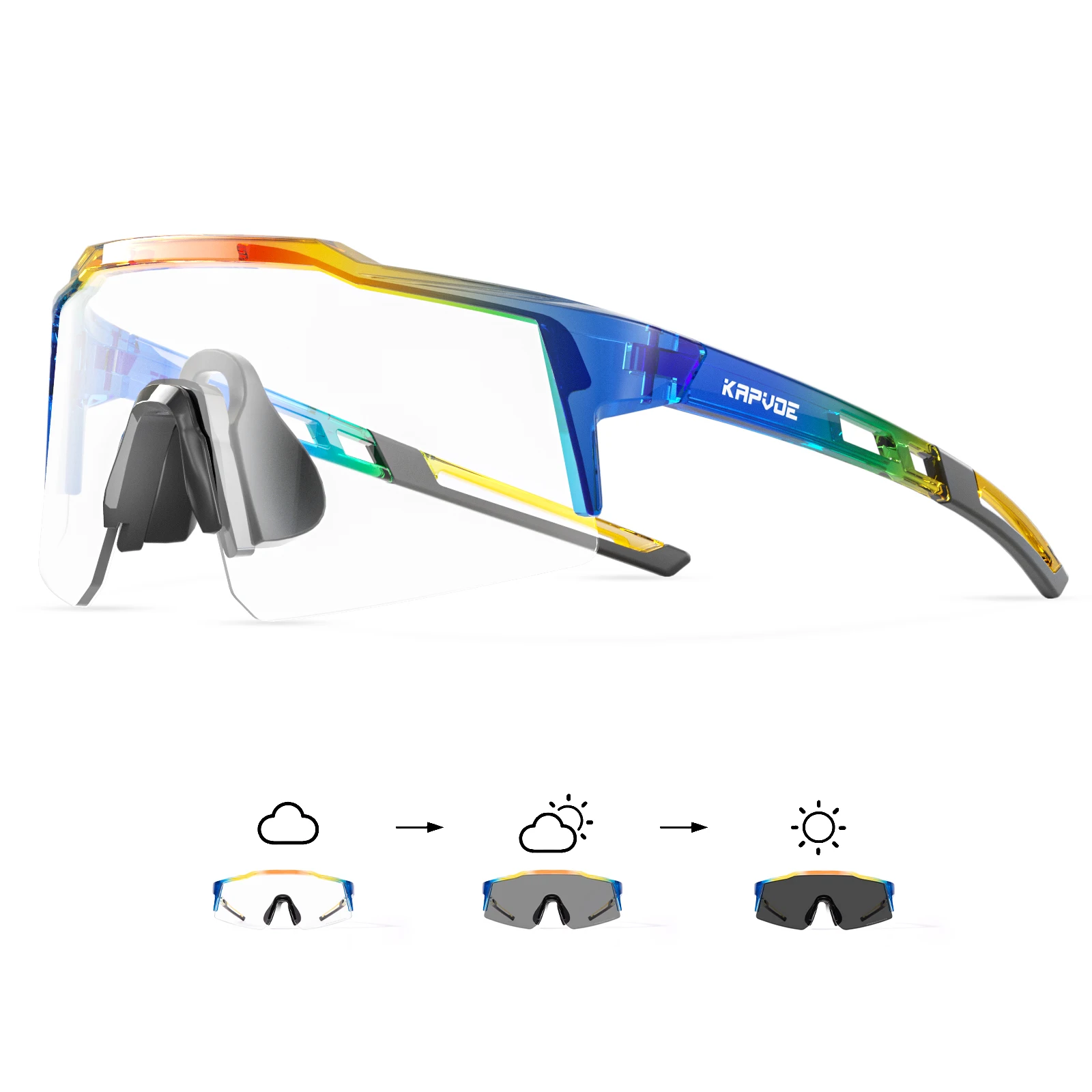 Kapvoe Photochromic Kids Cycling Sunglasses Sport Bicycle Glasses UV400 Child Goggles Boys Girls Teenager Outdoor Bike Eyewear