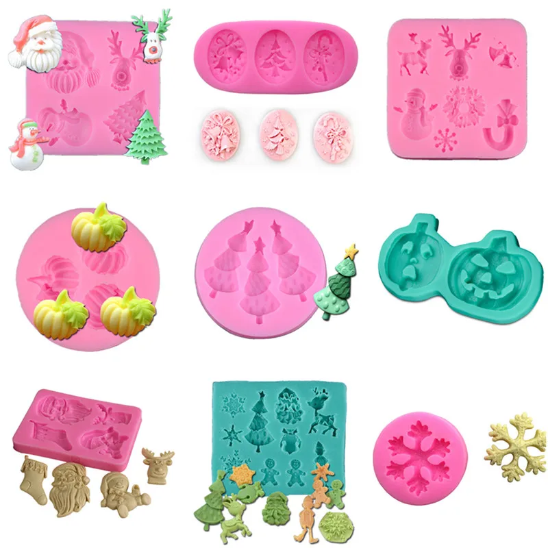 

1Pc Silicone Fondant Mold DIY Chocolate Cake Decor Christmas Xmas Halloween Party Gift Mould Baking Tool