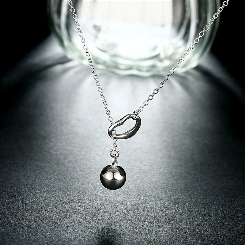 925 Silver Plated exquisite noble luxury gorgeous fashion women lady charming loving drop shot necklace jewelry N164