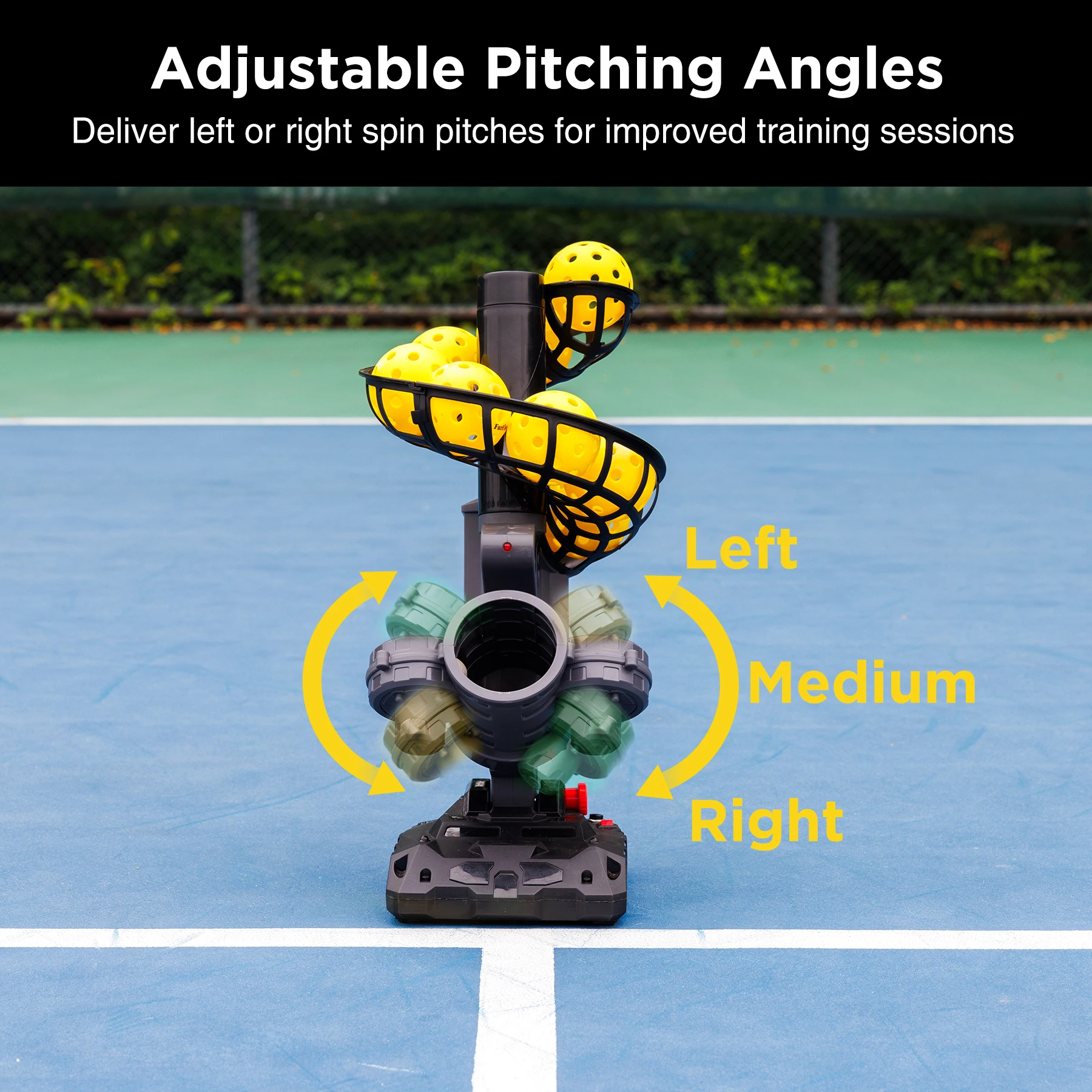 Portable Rechargeable Pickleball Ball Machine Adjustable Trajectory Tennis Training Equipment with On-Court Drills