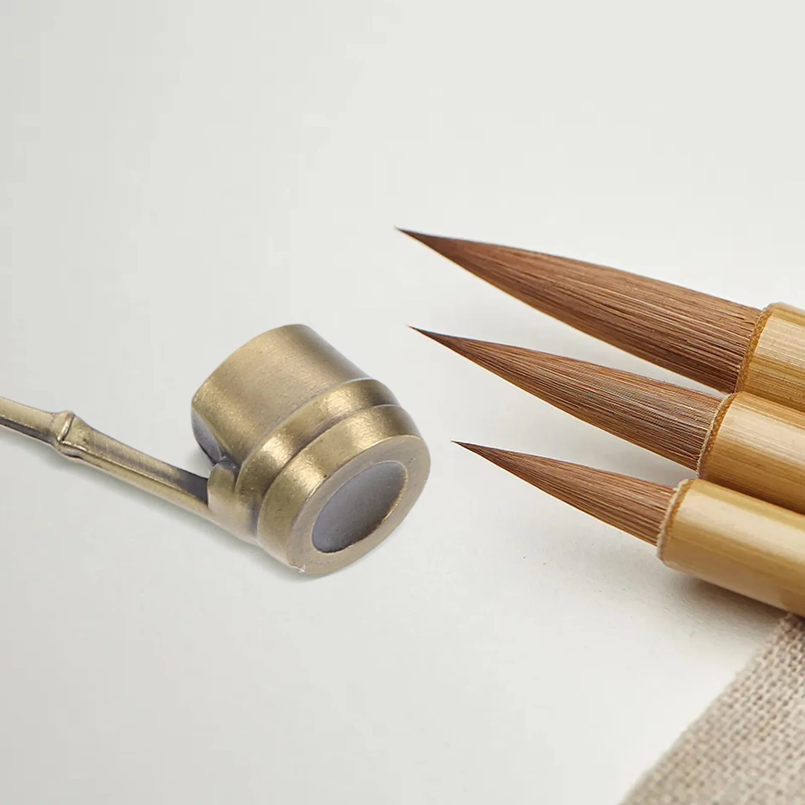 Water Ladle for Calligraphy Copper Alloy Handmade Water Scoop Brush Washer Artistic Ink Stone Tool for Painting Writing Supplies