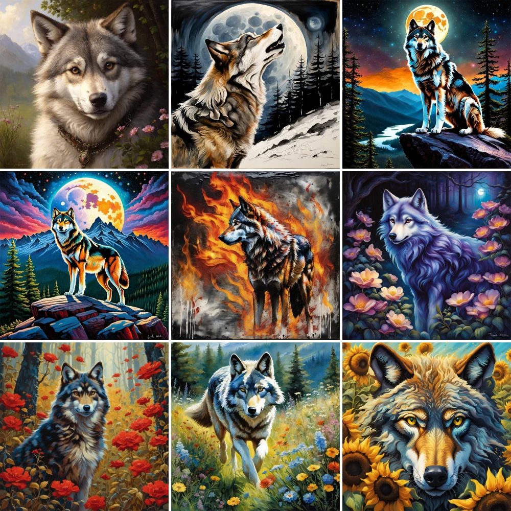 Kit completo de punto de cruz impreso de lobo Animal, bordado DIY, hilos DMC, costura artesanal, pintura de Hobby, venta al por mayor, diferentes mulinas