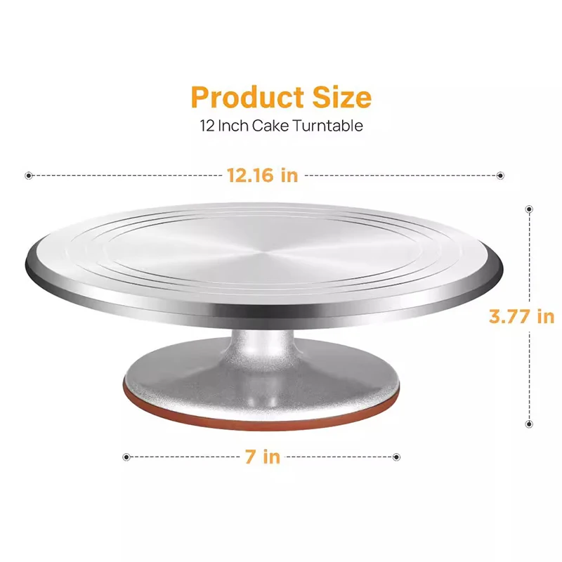 12 inch rotating cake decoration turntable kitchen display stand aluminum alloy metal cake turntable