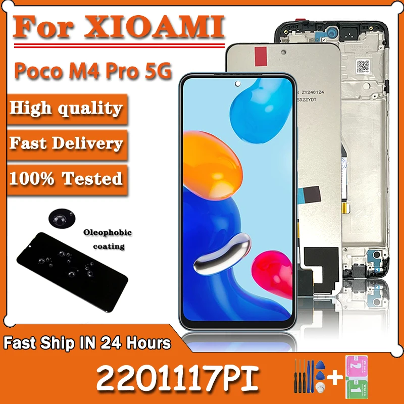 6.6''Screen For Xiaomi Poco M4 Pro 5G LCD Display Touch Screen Digitizer + frame Assembly For POCO M4Pro 5G 21091116AG LCD