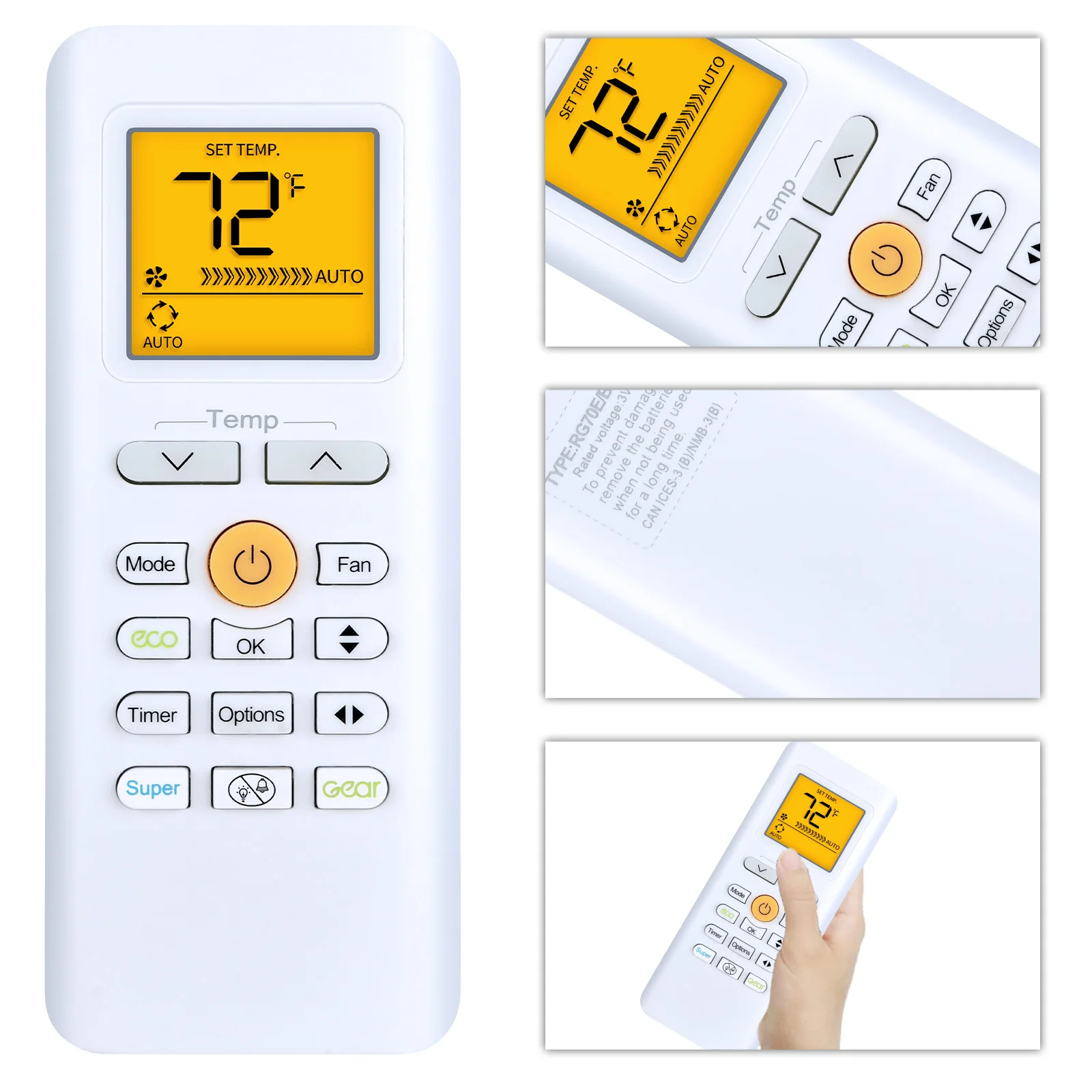 Remote control for Midea RG70E/BGEF RG70A/BGEF RG70C air conditioner